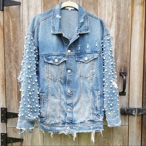 Sunset + Spring Oversized Pearl Jean Jacket NWT